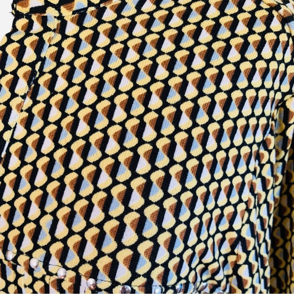 COCOMO 3X yellow brown poly spandex flannel 3/4 sleeve women’s Pintuck tunic - Picture 5 of 15